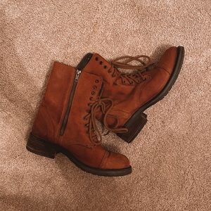 brown leather combat boots !! price negotiable!